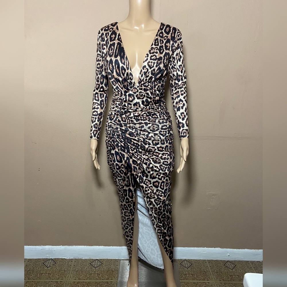 Cheetah Print Maxi Dress with Ruched Side